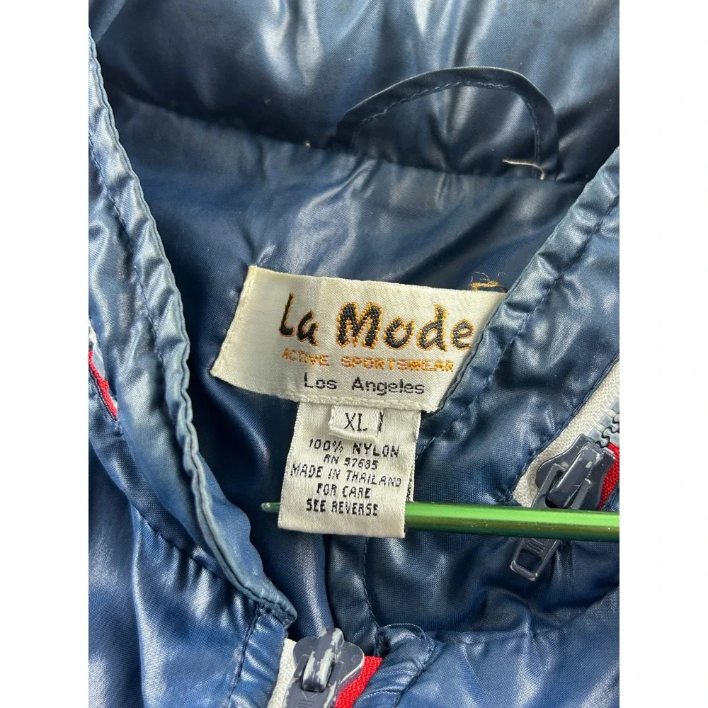 Vintage La Mode Active Sportswear Navy Nylon Windbreaker Jacket Mens XL Blue_8